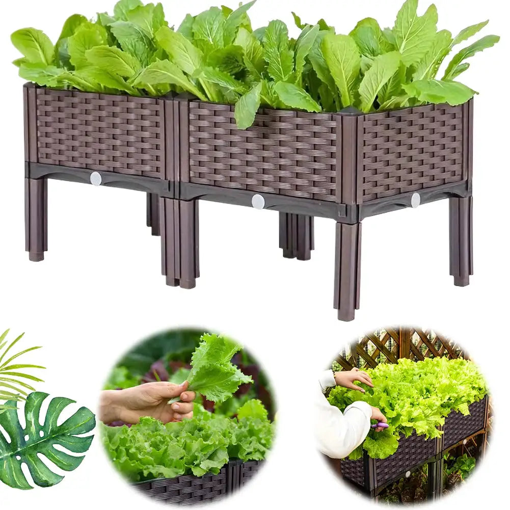 Elevated Plastic Raised Garden Bed Planter Outdoor Planters with Drainage Holes from PriceLows™