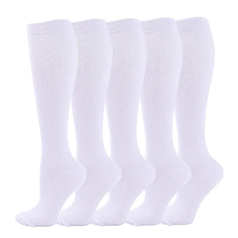 Compression Socks | 20-30 MmHg | Crew Length | 5 Pairs Nylon