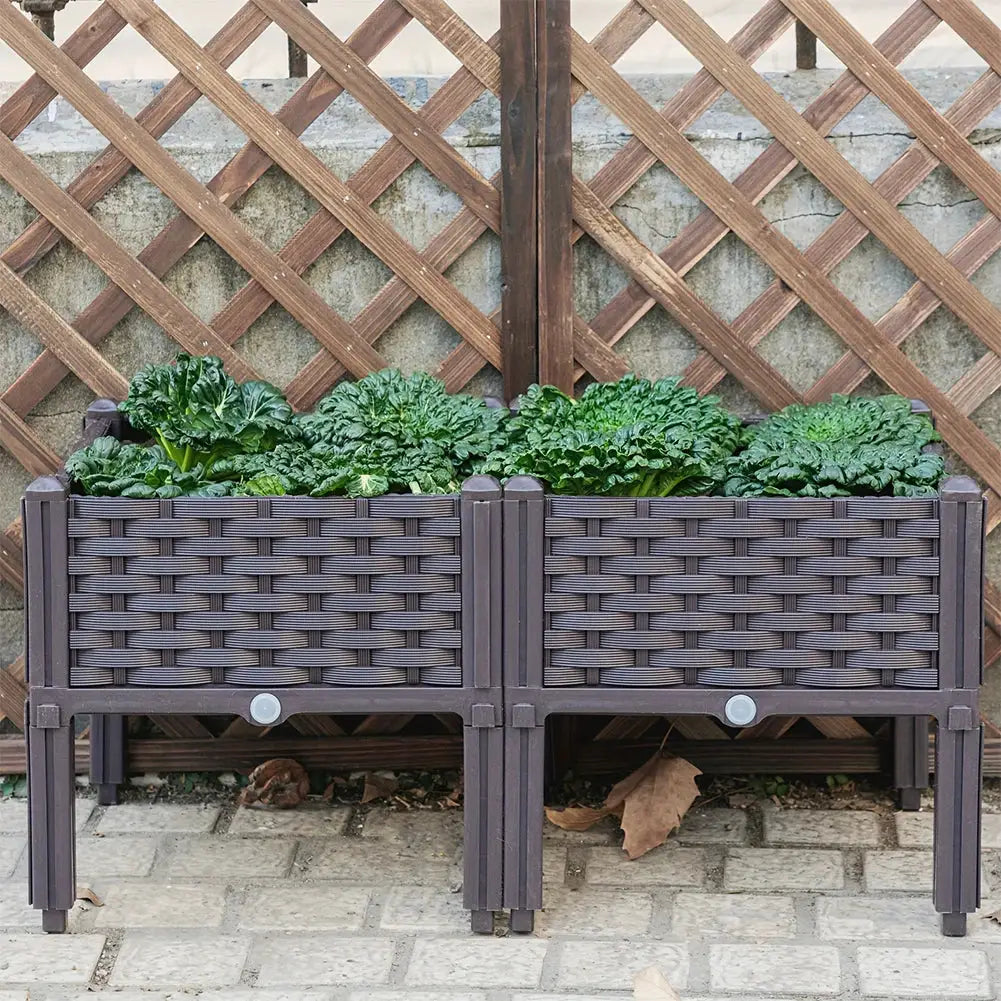 Elevated Plastic Raised Garden Bed Planter Above Ground Flower Vegetable Standing Box Garden Box for Garden Patio Deck Balcony from PriceLows™