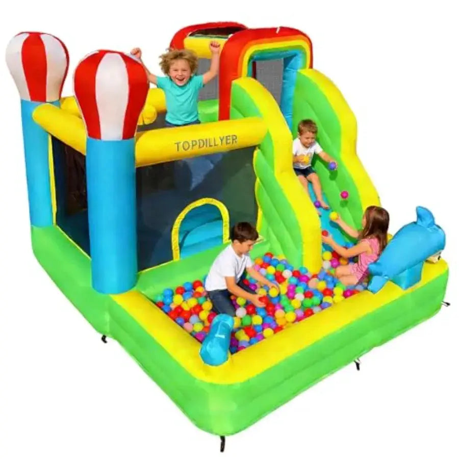 Bounce House Inflatable Water Slide for Backyard Outdoor Indoor Party 3-10 with Splash Pool Climbing Wall Trampoline Blue and Y from PriceLows™