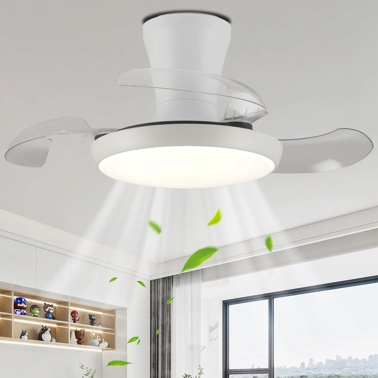Ceiling Fan Light | Retractable Design | E27 Socket | Remote, Dimmable LED