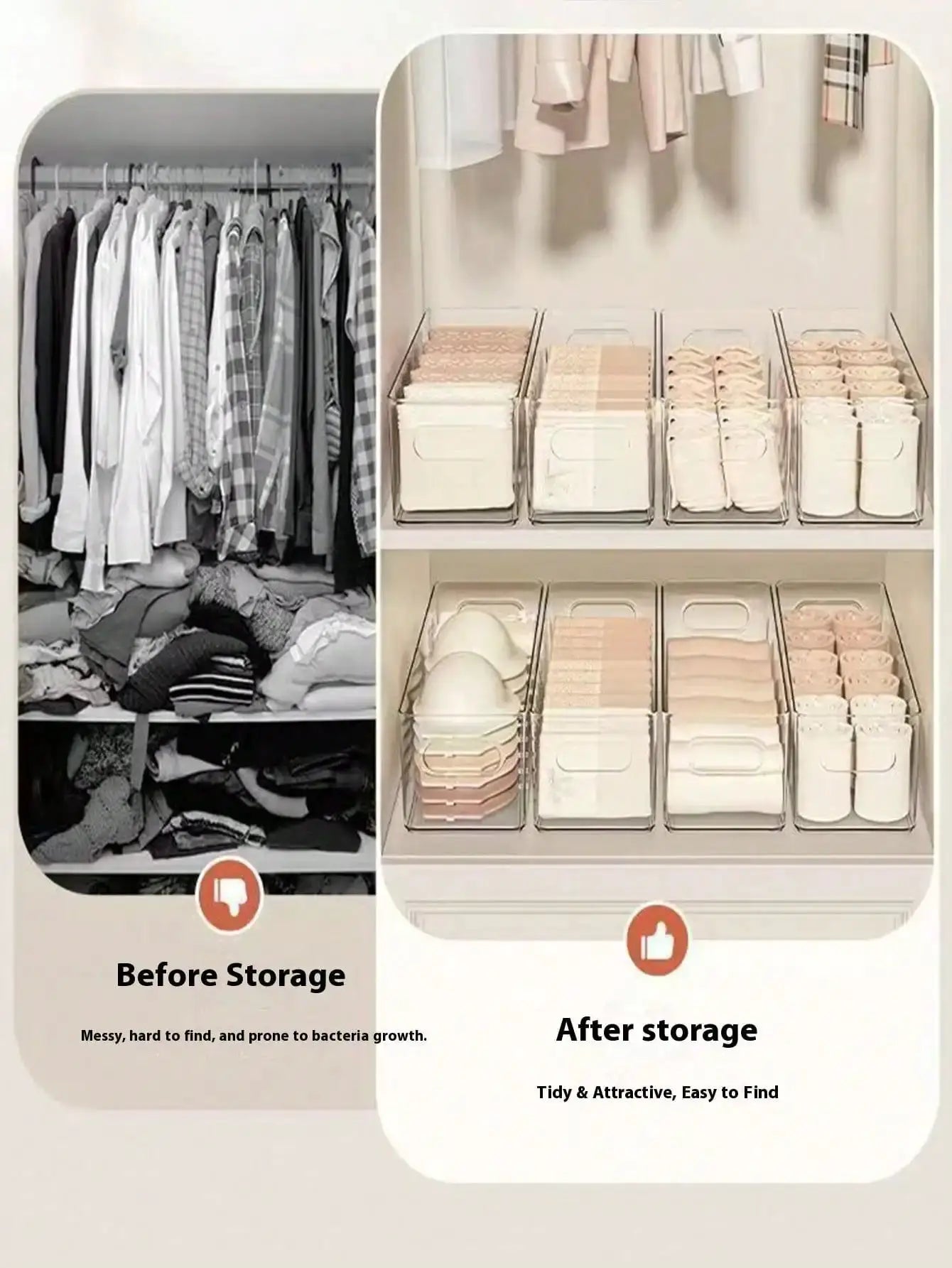 7pcs Transparent Desktop Storage Box Home Underwear Bra Socks Cosmetic Phone Case Refrigerator Drawer Organizer, Clear Acrylic Container Set For Bedroom Closet Bathroom Kitchen Organization, Stackable Multipurpose Storage Sol from PriceLows™
