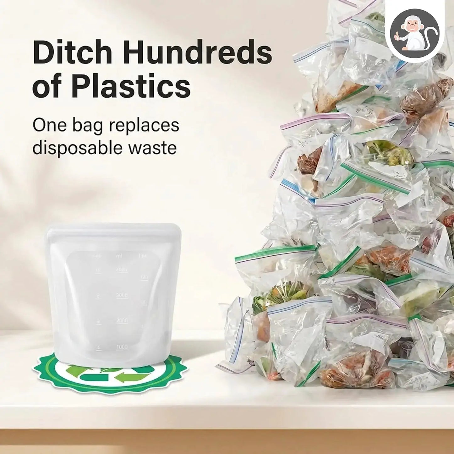 Reusable Silicone Food Storage Bag | 1 Gallon Capacity | Airtight | XXL