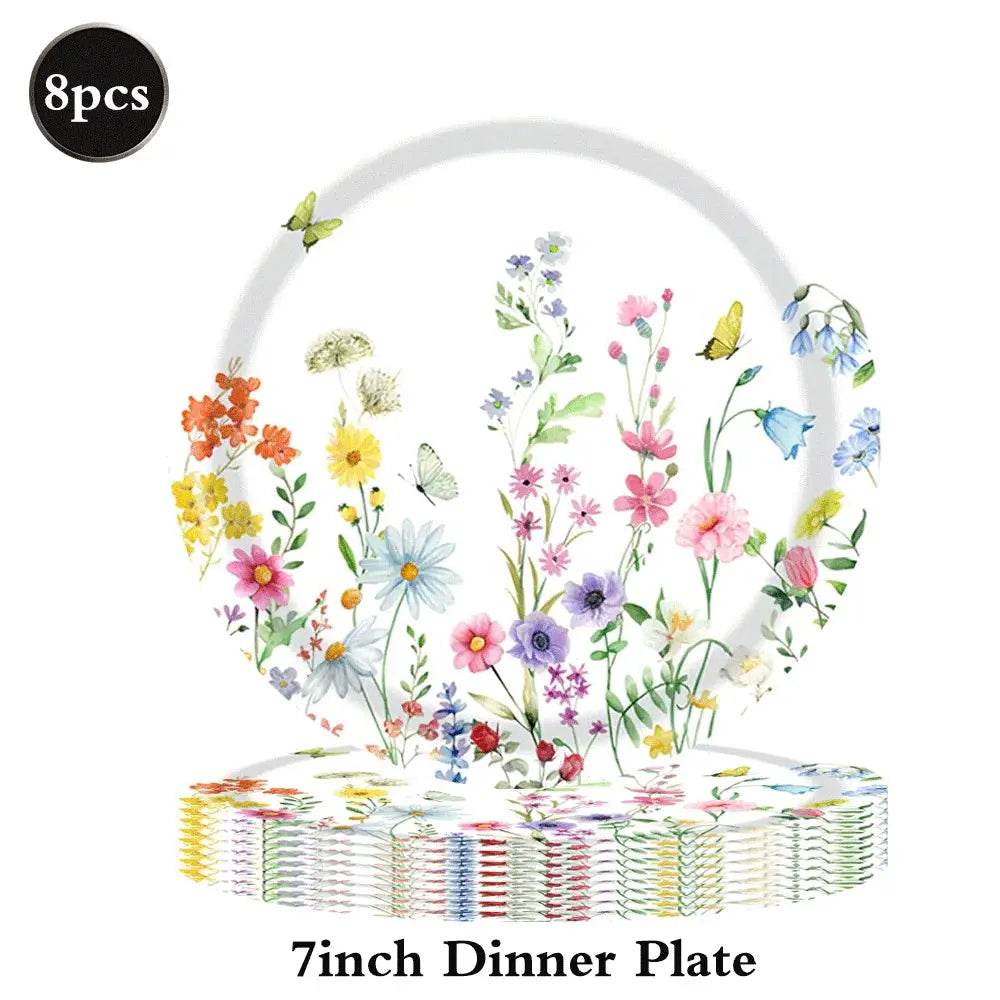 Wildflower Party Supplies | Spring Flower Banner And Plates | Napkins And Balloons