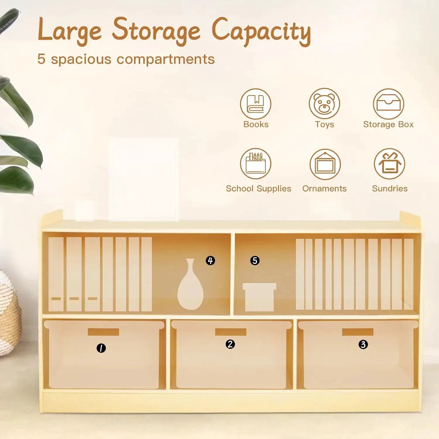 Montessori Wooden Toy Storage Organizer, 2-Shelf Bookcase for Kids Rooms, Playroom, Nursery from PriceLows™