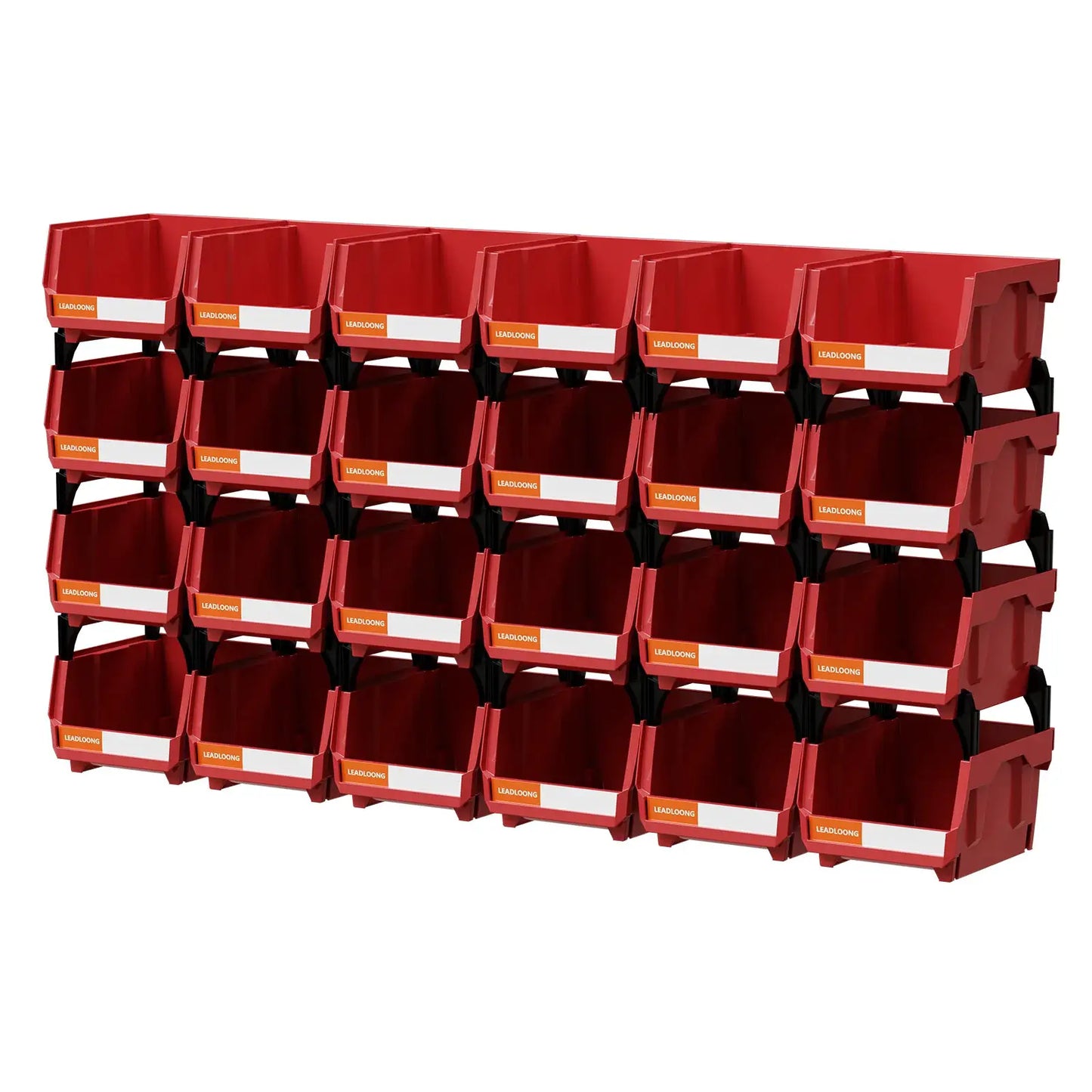 6/24 Pcs Red Stackable Plastic Parts Bins - 5"x4"x3" Garage Tool Storage Containers - Heavy-Duty Organizer Bins for Workshop from PriceLows™