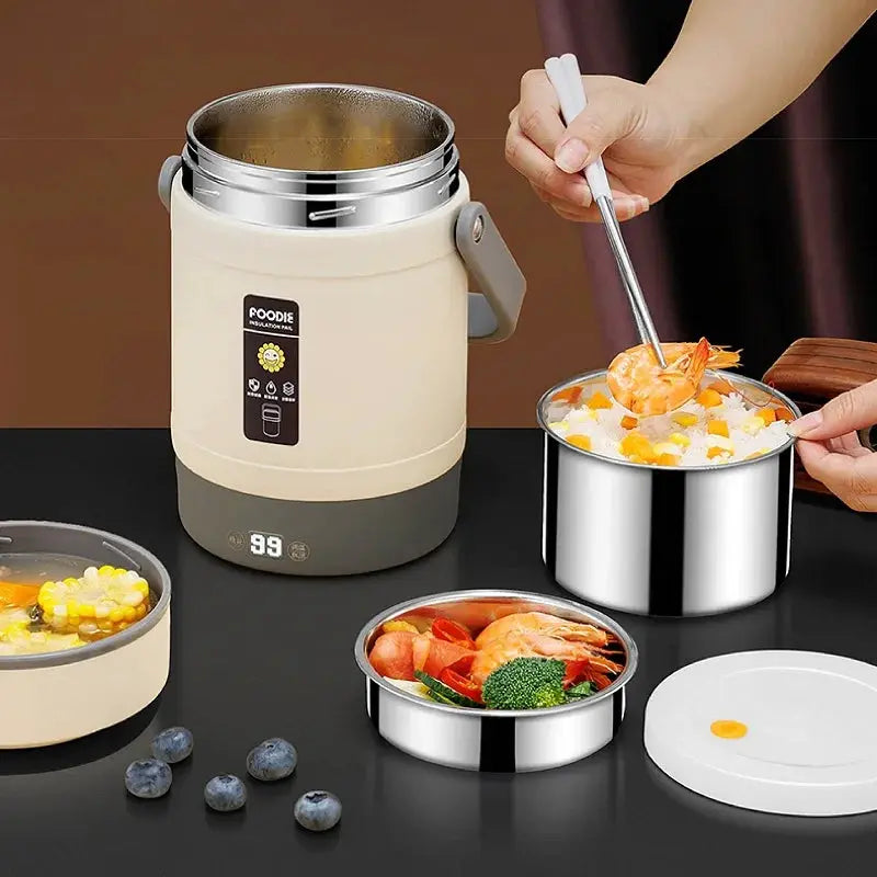 100-240V Electric Lunch Box 12V Car Rice Cooker Portable 304 Stainless Steel Double Layer Linner Thermal Insulation Lunch Box from PriceLows™