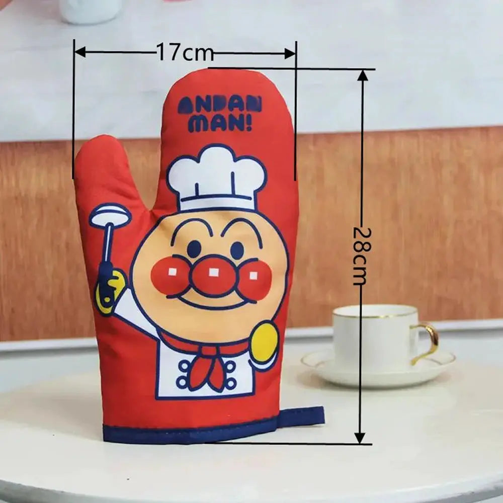 Oven Gloves | Cartoon Anpanman Print | Double Sided Heat Insulation | One Size