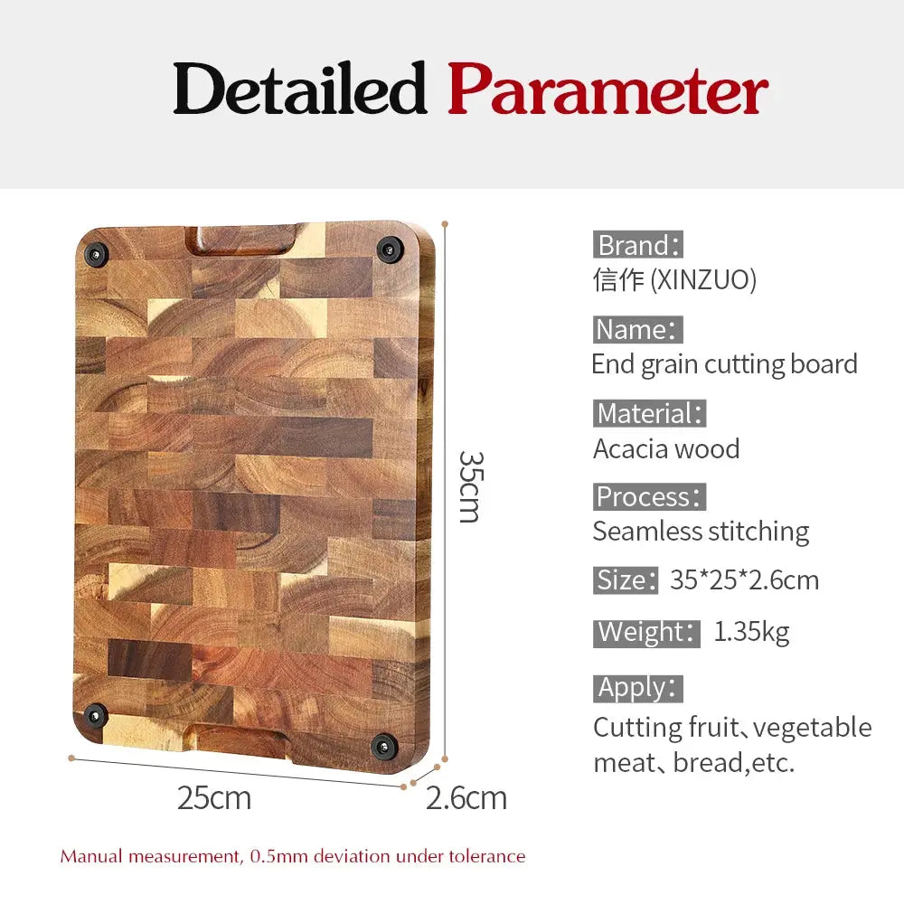 Cutting Board | Acacia Wood | Non Slip Base | Large Rectangular
