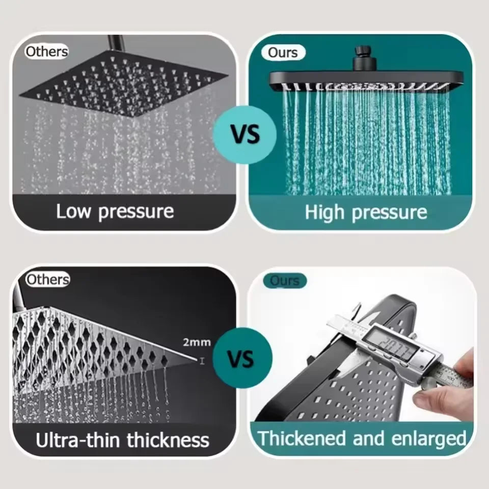 Shower Head | 12 Inch ABS High Pressure Rainfall | 360 Degree Adjustable Nozzle