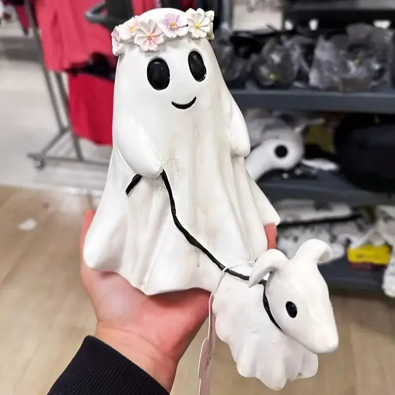 2025 Halloween Ghost Dog Walking Statue, Spooky Figurine for Holiday Decor, Indoor/Outdoor Ornament, Gift from PriceLows™