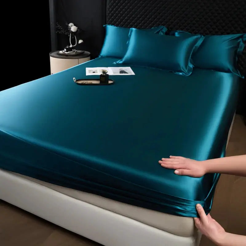 Solid Color Fashion Satin Fitted Sheet Rayon Mattress Cover with Elastic Band Bed Sheet for Bedding 140x200 160x200 from PriceLows™