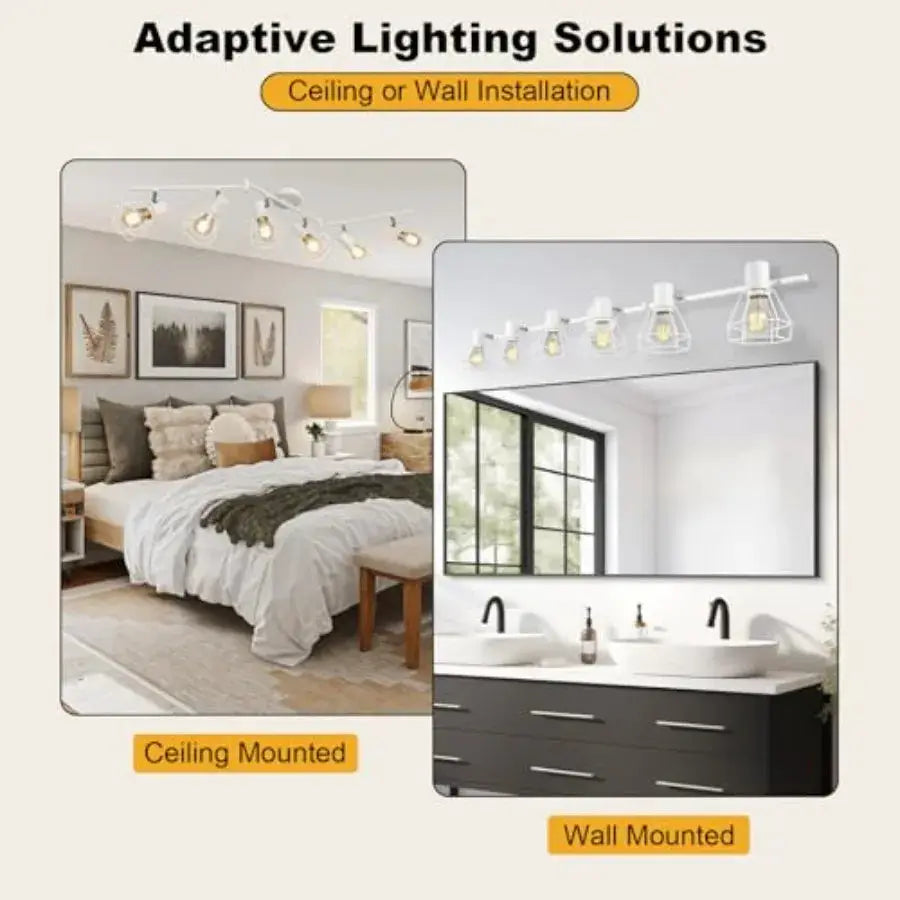 6-Light Track Lighting Directional Ceiling Track Light Fixture White Farmhouse Spotlight Indoor for Kitchen Bedroom Living Room from PriceLows™