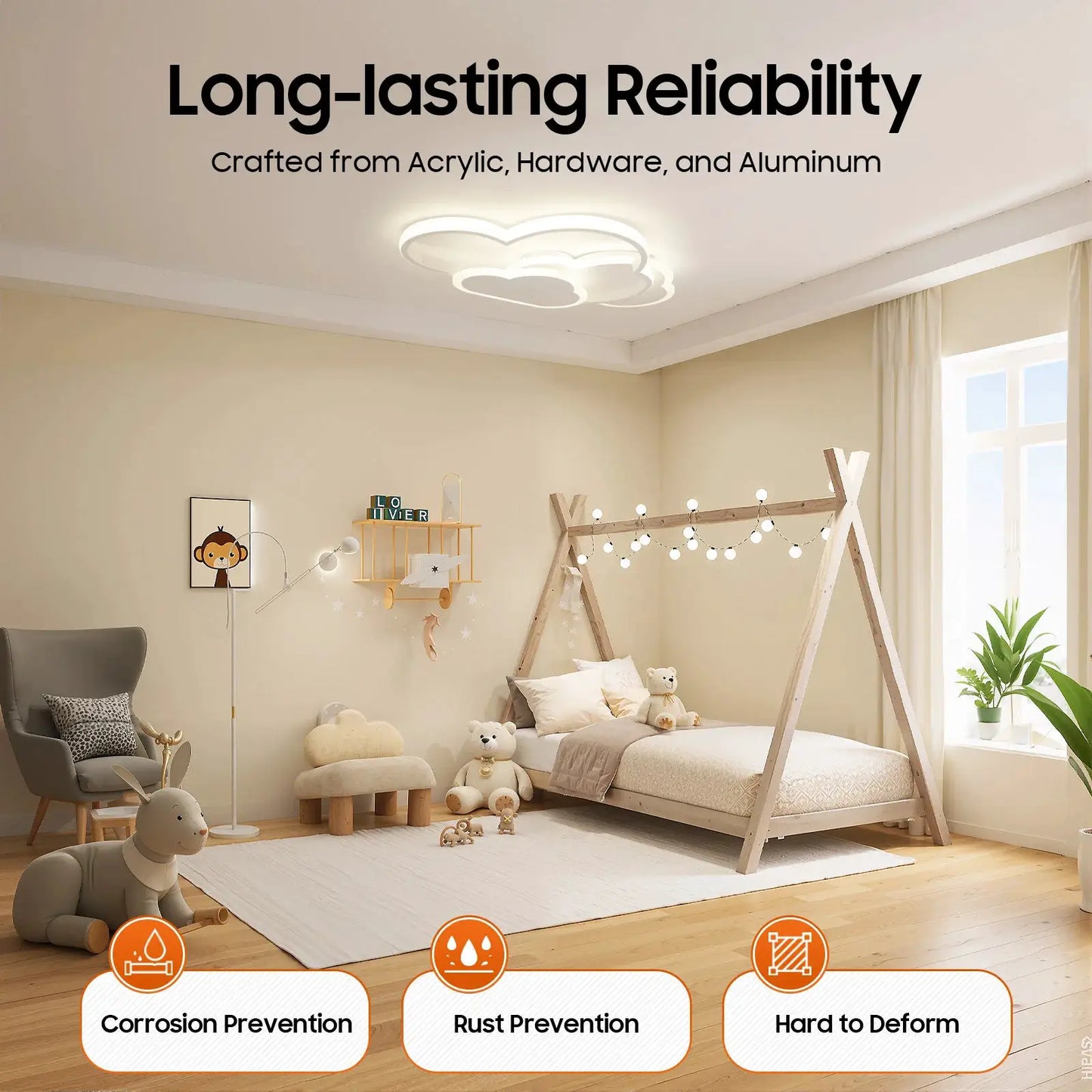 Cloud Shape LED Ceiling Light Fixture Modern 3-Color Lighting Acrylic Ceiling Lamp for Living Room Bedroom Kid's Room 52x31cm from PriceLows™