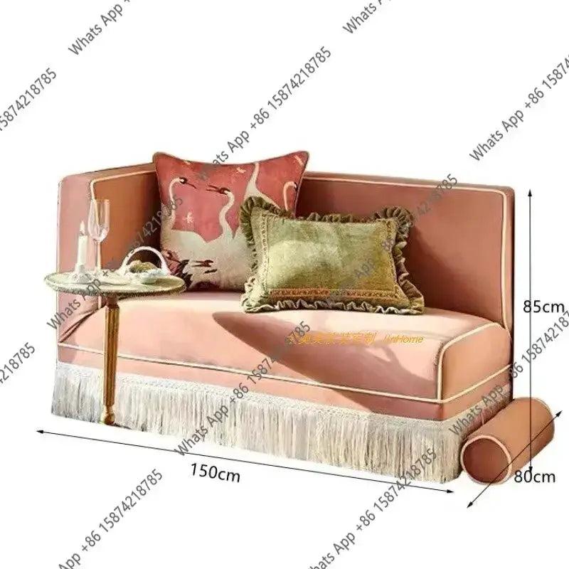 Sofa | French Retro Style | Pink Fringe Fabric | Single