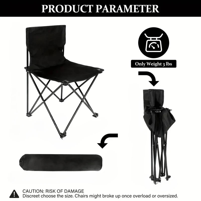 Outdoor Foldable Chair | Oxford Cloth Seat | Side Pocket | 12x60cm