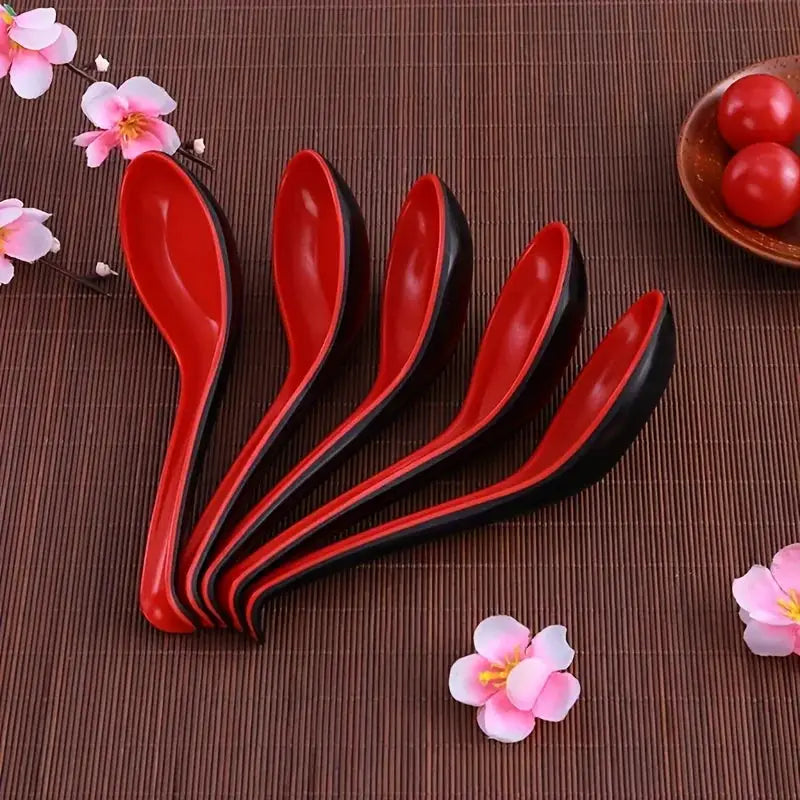 5pcs Soup Spoons Japanese Style Rice Spoons Melamine Spoon Sauces Soup Spoon Porridge Spoon Ramen Pho Wonton Dumpling from PriceLows™