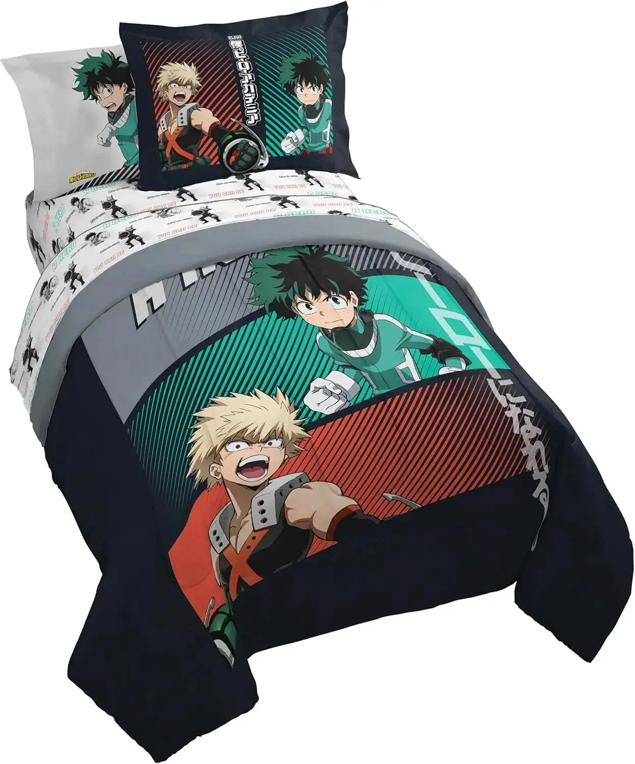 My Hero Academia Twin Comforter Set with Sheets and Pillow Covers - Soft Brushed Microfiber Bedding for Kids Bedroom from PriceLows™