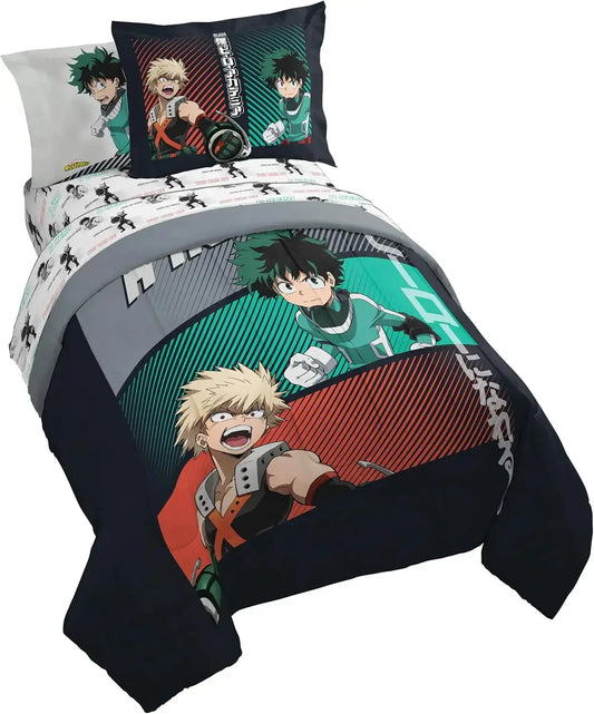 My Hero Academia Twin Comforter Set with Sheets and Pillow Covers - Soft Brushed Microfiber Bedding for Kids Bedroom from PriceLows™