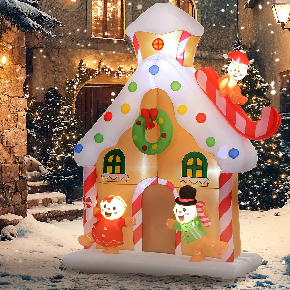 Christmas Inflatable Gingerbread House | 7ft Tall | Integrated Led