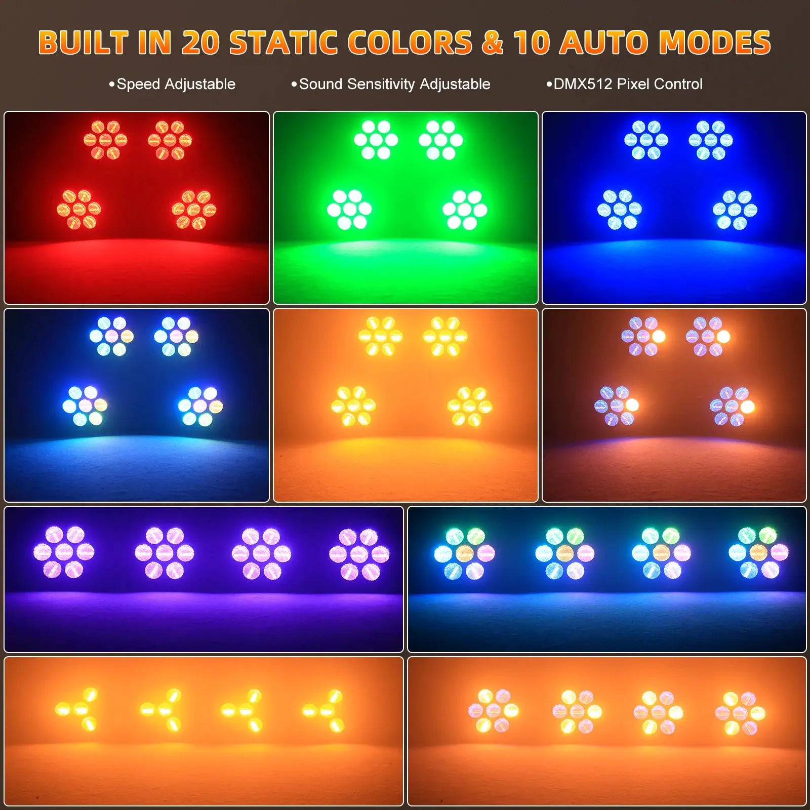 DayFlicker 4Pcs 350W 7-LED COB Linear Vintage Light Stage Light 1-20Hz Flash DMX512 16/37CH for Concert Weddings Nightclub Dance from PriceLows™