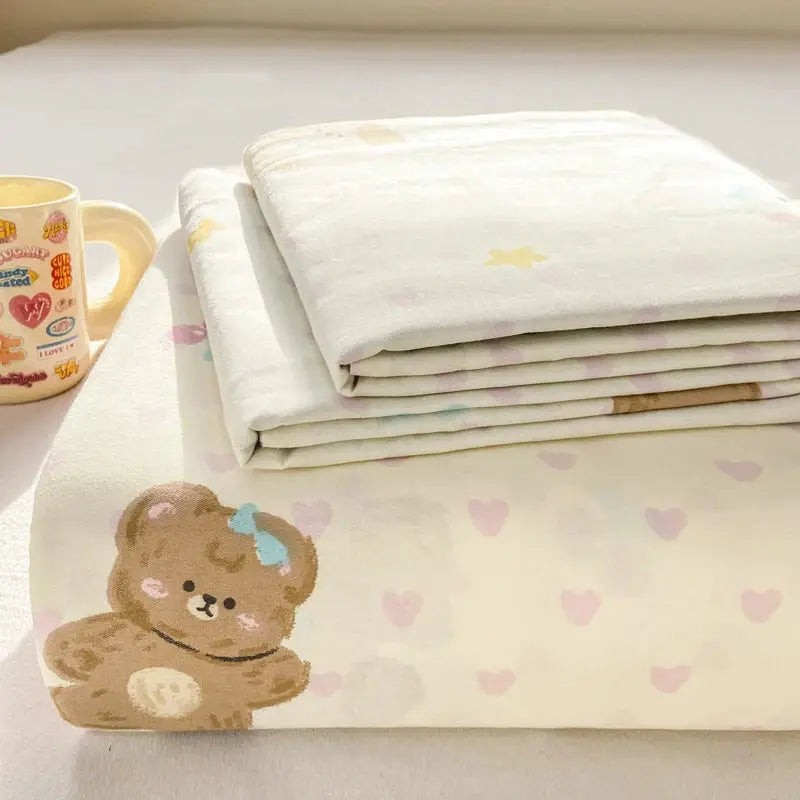 All Season Comfort 100% Cotton Flat Sheet , Soft Breathable Cute Cartoon Print Top Sheet, Wrinkle Resistant Fade Resistant from PriceLows™