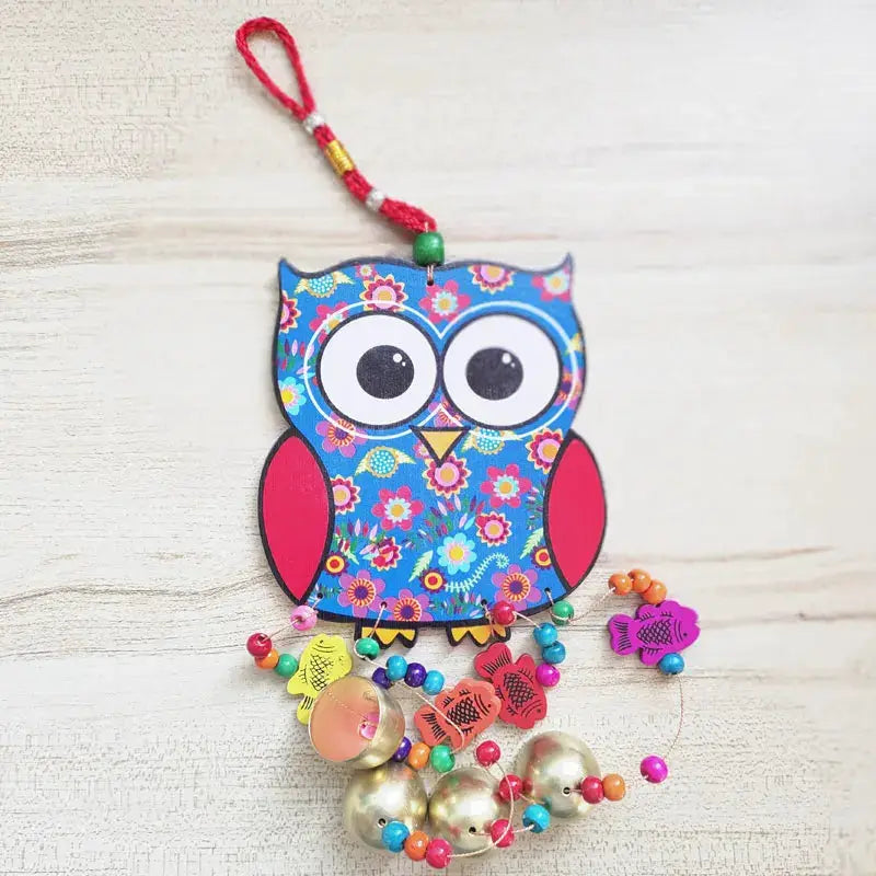 Painted Wooden Wind Chime National Style Peacock And Owl Animal Outdoor Wind Spinner With Bells Home Garden Decoration Ornaments from PriceLows™