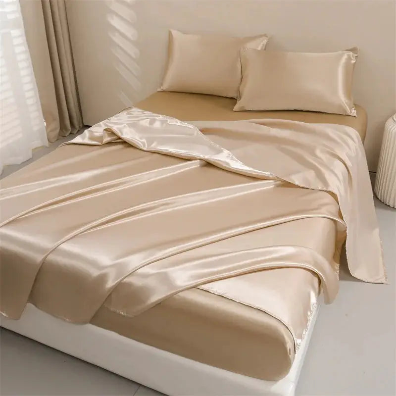 Satin Sheets | 4-Piece Set | Deep Pocket | Queen Size