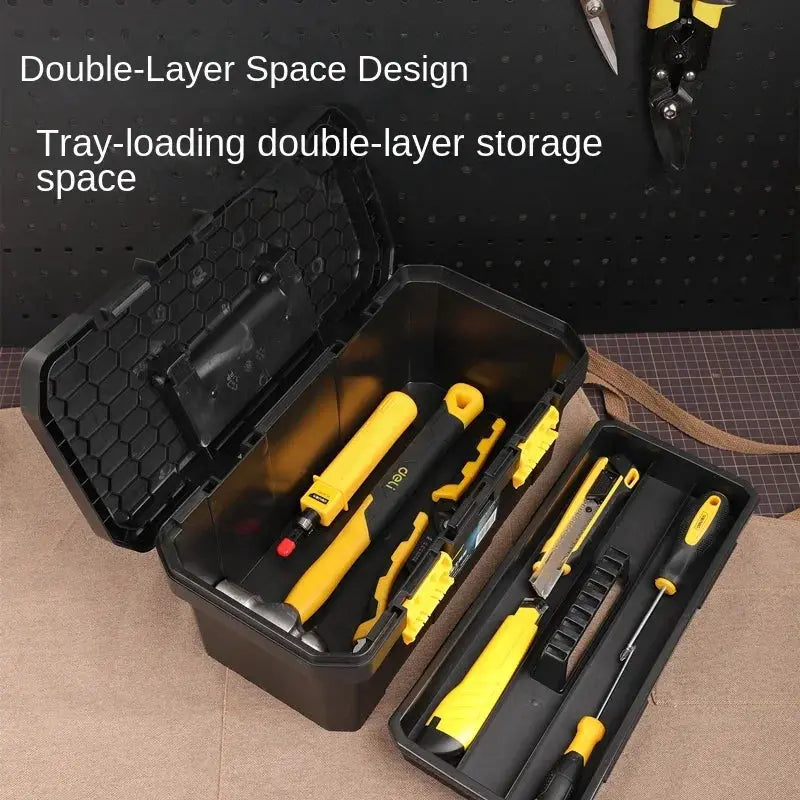 Deli 12/15 Inch Large Capacity Tool Case Multifunction Electrician Portable Tools Box Anti-theft Clasp Design Storage Boxes from PriceLows™