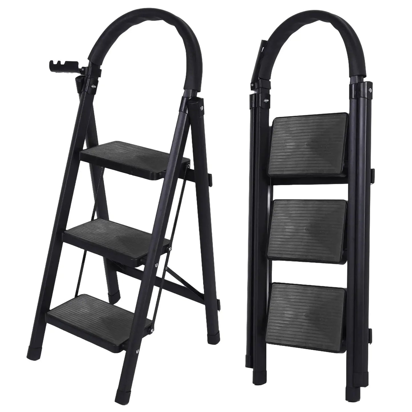 3 Step Folding Ladder Sturdy Steel Ladder 330lbs Capacity Sturdy& Portable Stepping Stools for RV Attic Daily Use at Home from PriceLows™