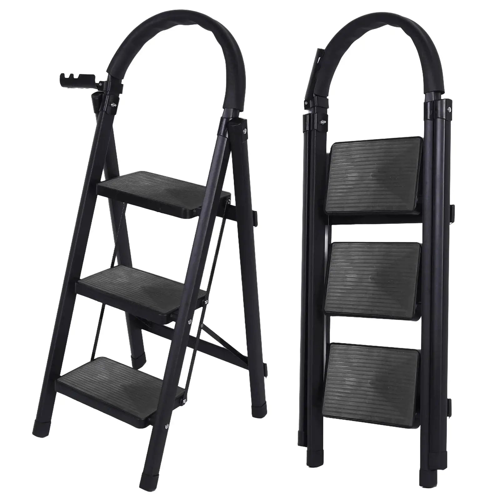 3 Step Folding Ladder Sturdy Steel Ladder 330lbs Capacity Sturdy& Portable Stepping Stools for RV Attic Daily Use at Home from PriceLows™