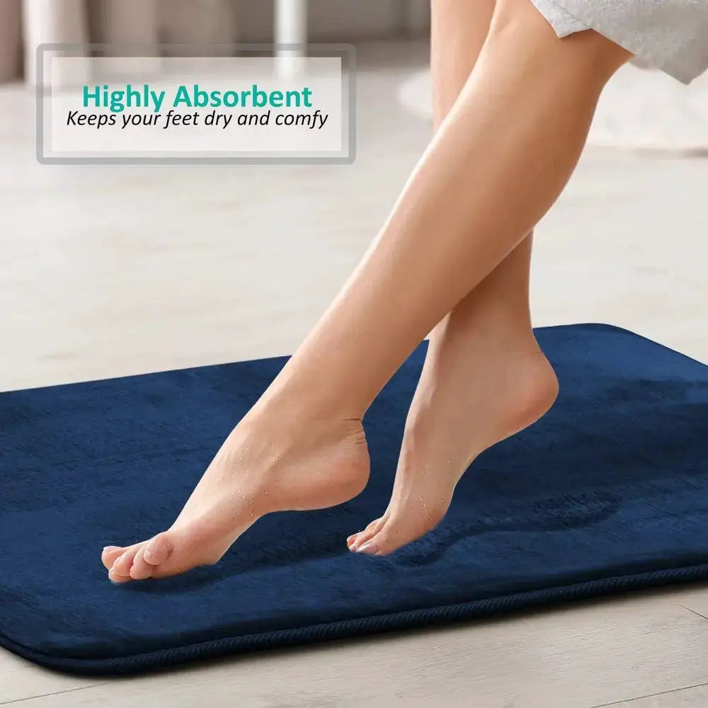3 Piece Bathroom Rugs Bath Mat Set, Velvet Memory oam Bath Mats or Bathroom - Non-Slip, PVC Backing Bath Rugs, Washable - Dries from PriceLows™