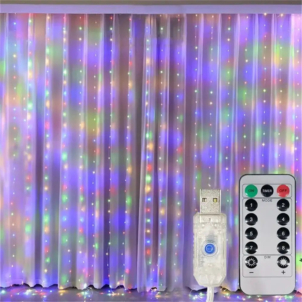 3/6M USB LED Curtain 8Modes Remote Control Lights Holiday Wedding Garland for Bedroom Living Room Decor Christmas Decorations from PriceLows™