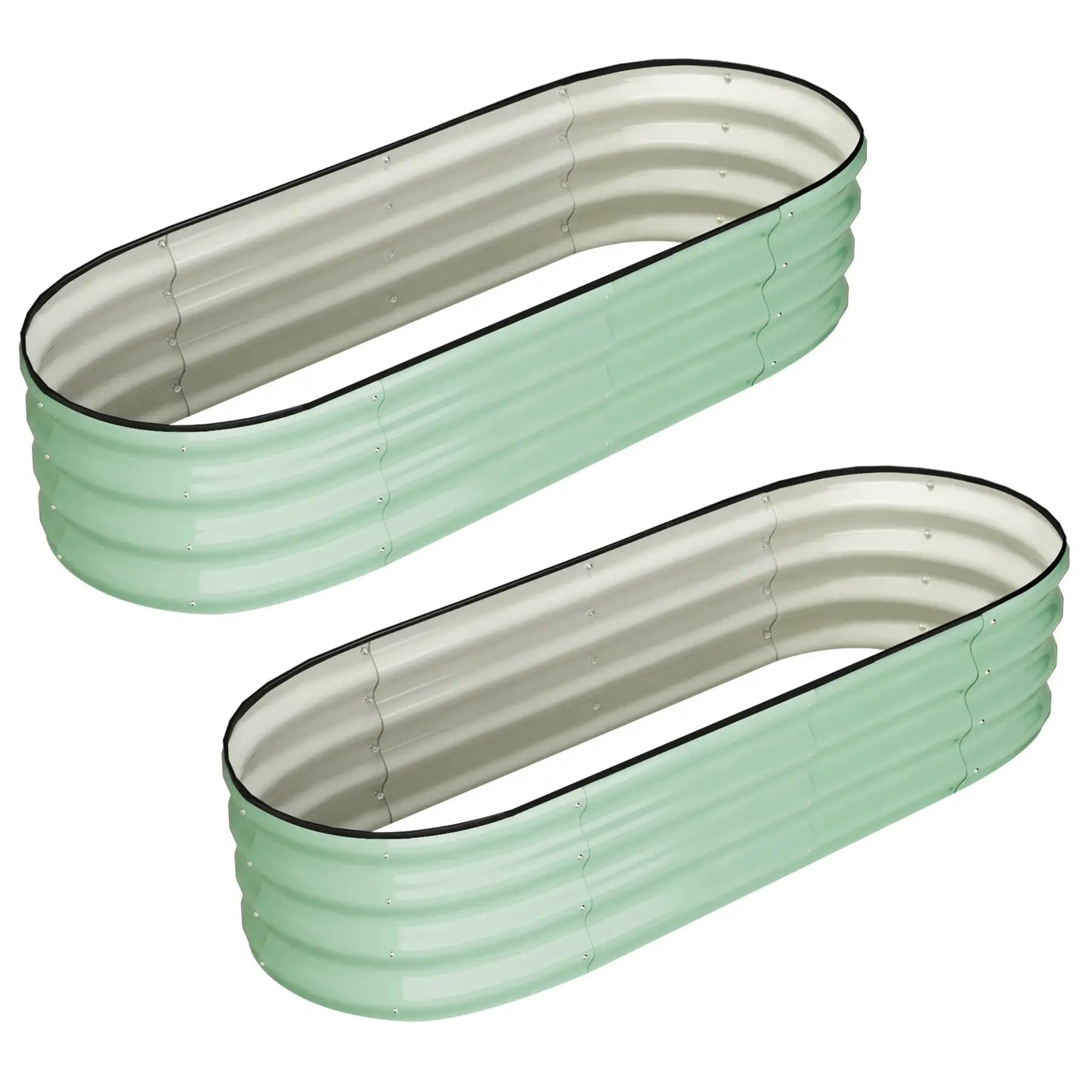 2 Pcs 4.5x2x1ft Oval Raised Garden Bed, Galvanized Raised Beds,Open-Ended Base Metal Raised Planter Beds,Garden Bed Outdoor from PriceLows™