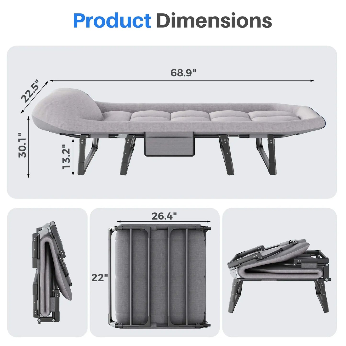 Folding Camping Bed | Mattress Included | 450 Lbs Capacity | Carry Bag Included