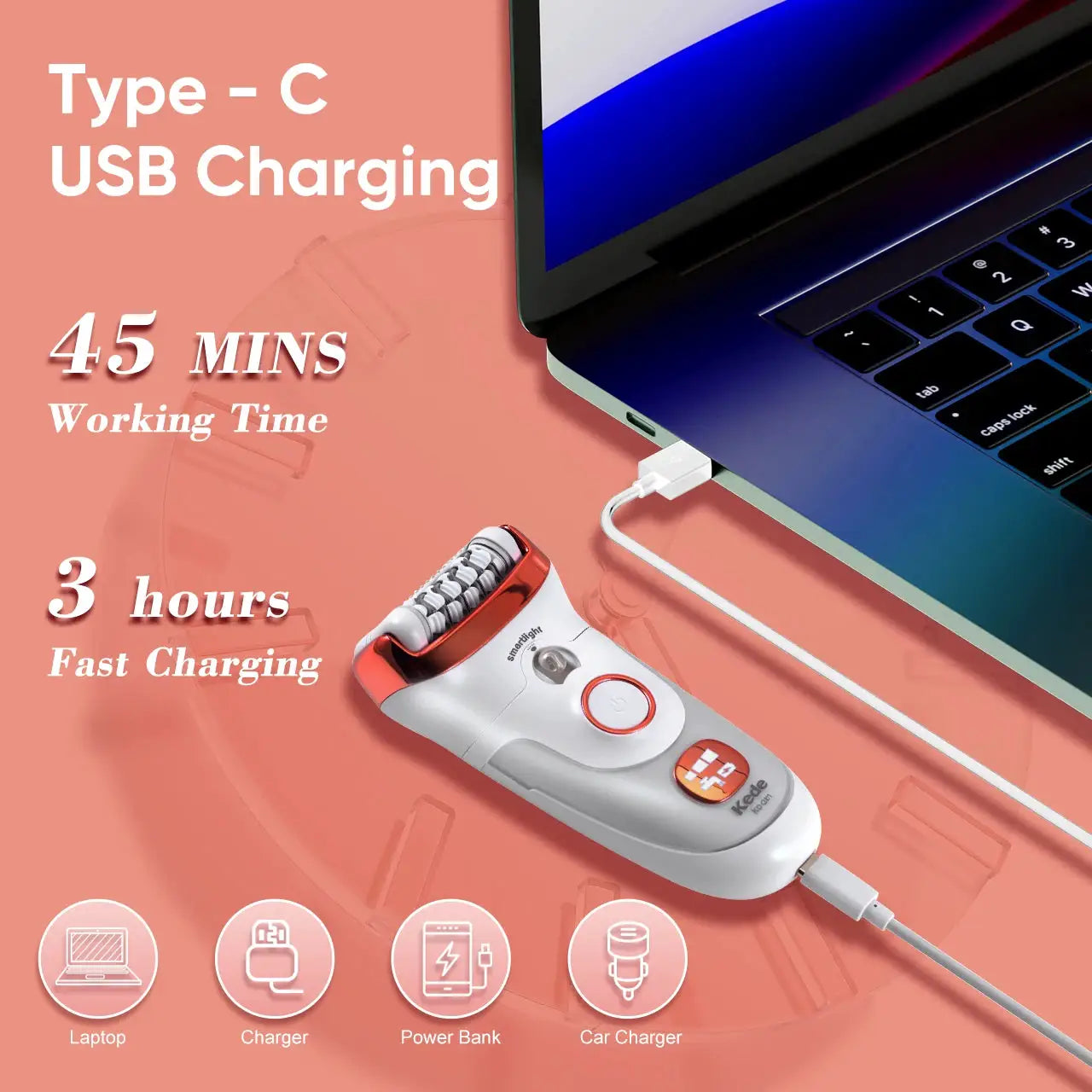 Hatteker Electric Hair Remover | 90 Min Battery | Reusable Wet Use | Rechargeable Roller