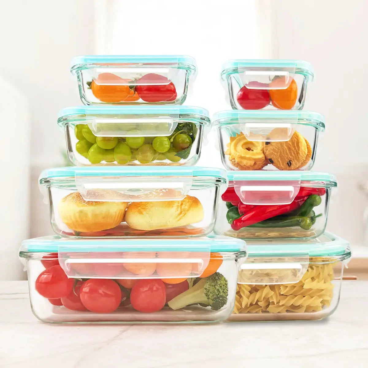 8pcs Glass Food Storage Containers Set Lunch Box Leakproof Airtight Microwave & Oven Safe Stackable Kitchen Organizers from PriceLows™