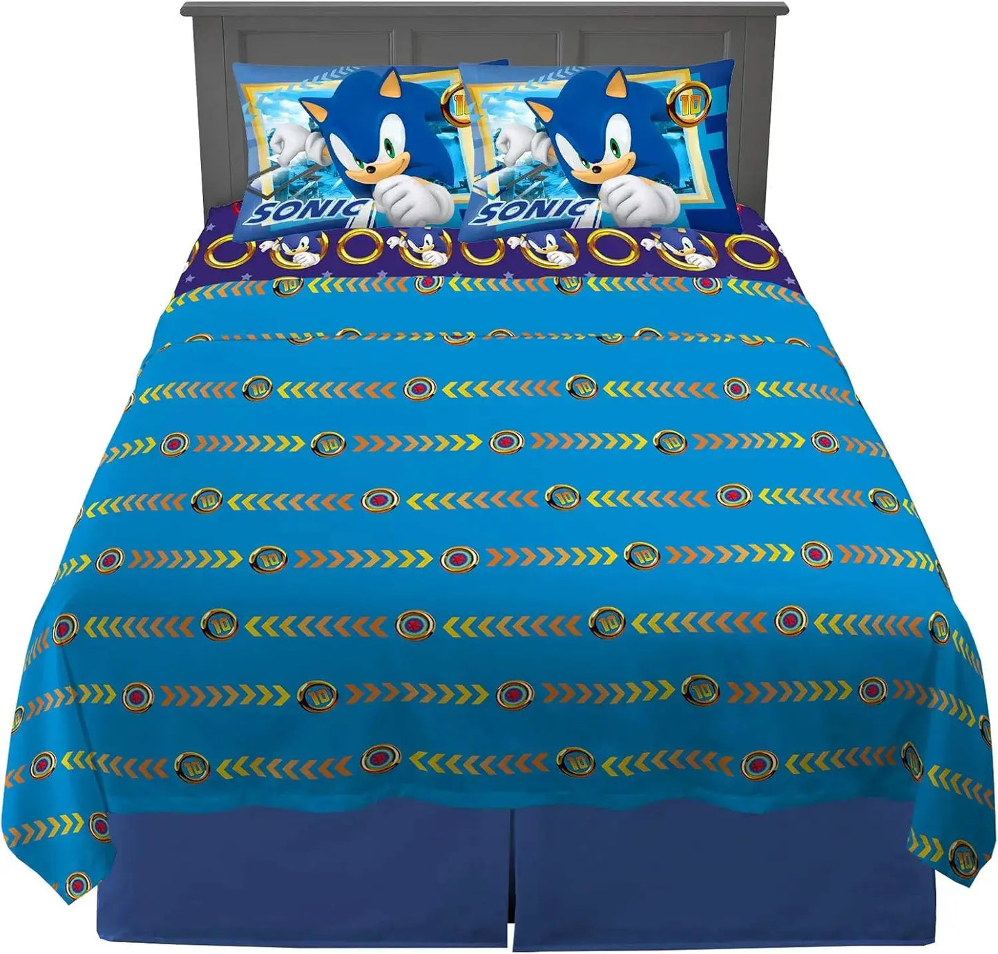 Sonic The Hedgehog Full Sheet Set Super Soft Microfiber Bedding for Kids with Flat Sheet Fitted Sheet and Pillowcases from PriceLows™