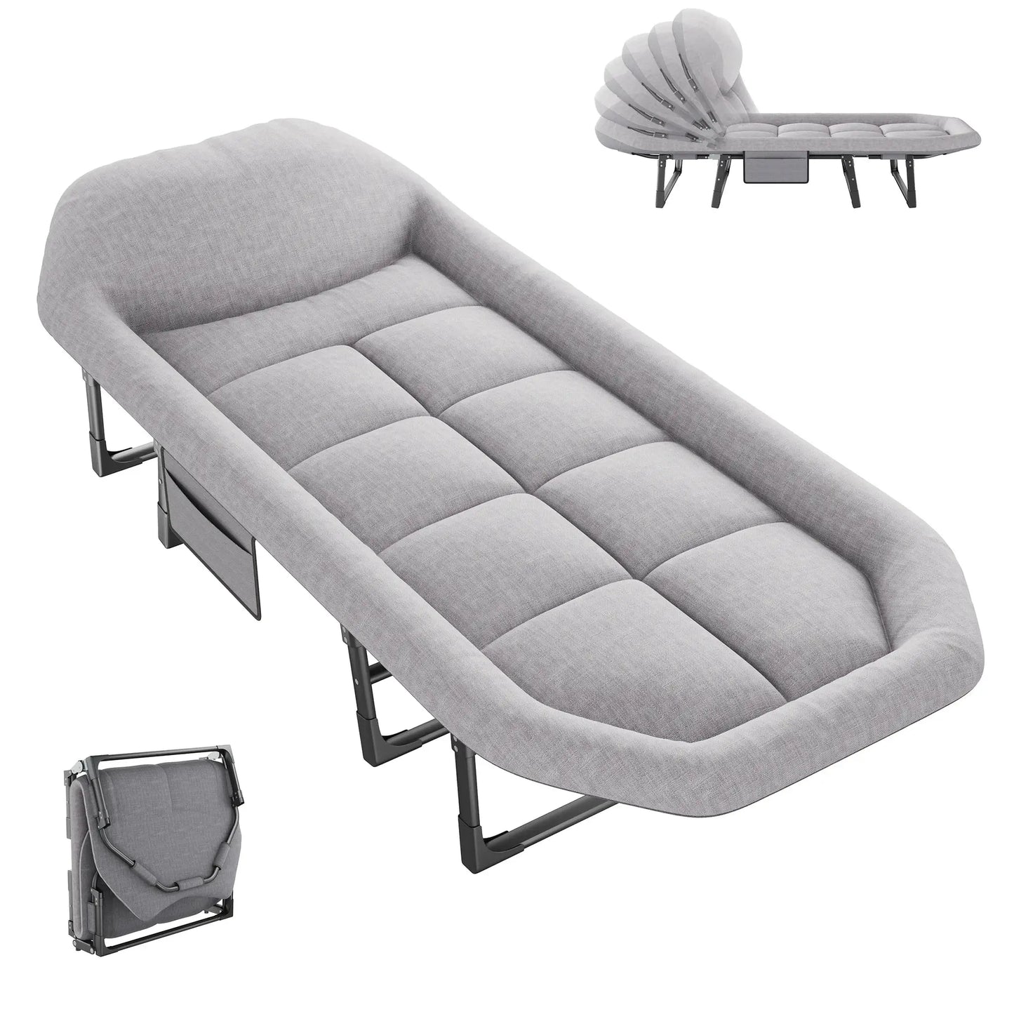 Folding Camping Bed | Mattress Included | 450 Lbs Capacity | Carry Bag Included