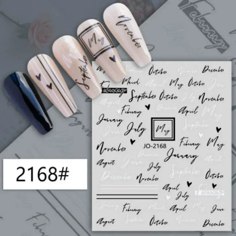 1PCS Laser Love Letter Nail Sticker Nail Art Decoration Flower Star supplies Decals Press On Nails Stickers Parts from PriceLows™