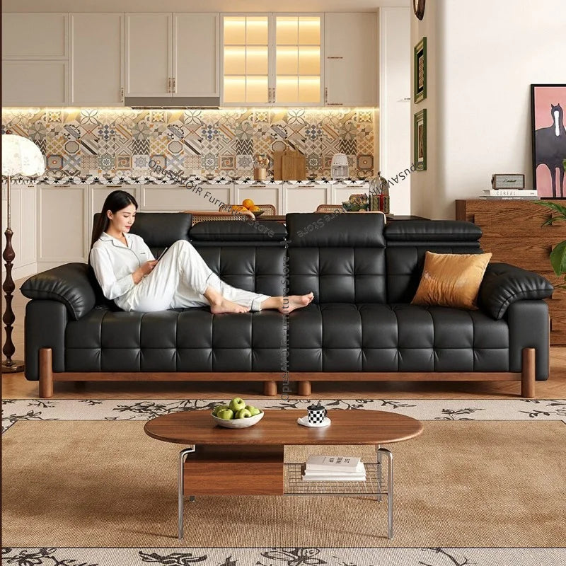 Sofa | Solid Wood Frame | Top Grain Leather | Mid-Century Modern