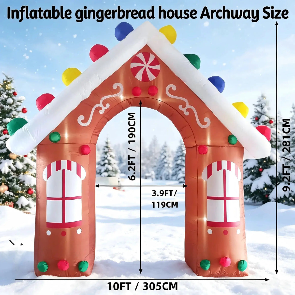 Gingerbread Christmas Arch | 10 Ft | Built In Led | Outdoor Ready