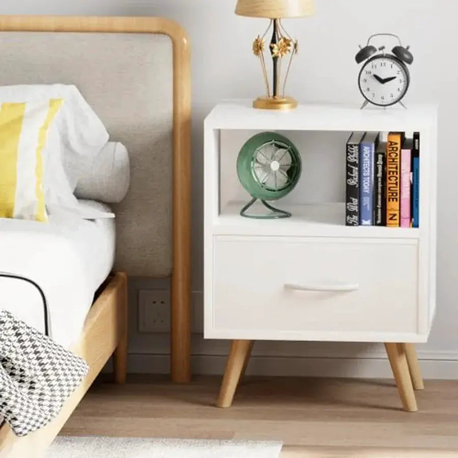 Night Stand, Nightstand with Drawer, Nursery Side Table with Open Storage, Modern End Table, Bedside Table for Small Space, Liv from PriceLows™