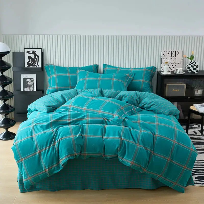 Duvet Cover | 100% Cotton | Plaid Style | 160X210 And 220X240