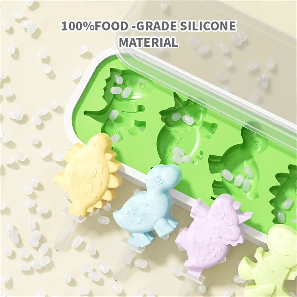 Silicone Ice Cream Mold With Lid And Sticks DIY Popsicle Mould Dinosaur Shape Pastry Mold Kitchen Ice Cream Tool from PriceLows™