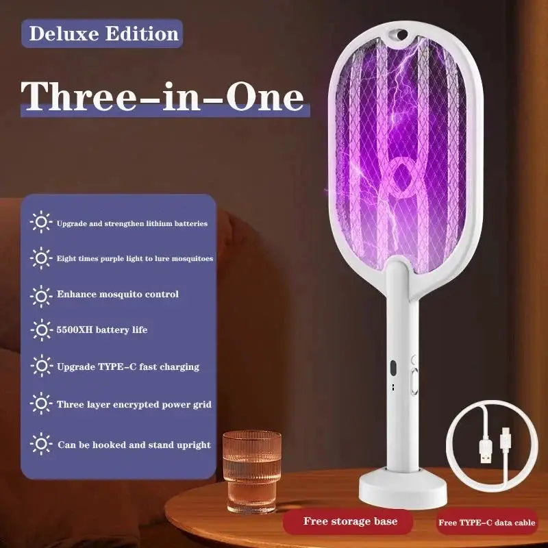 Upgraded 3000V Mosquito Swatter with TYPE-C Charging, 3 in 1 Electric Mosquito Swatter, Mosquito Killer Lamp from PriceLows™