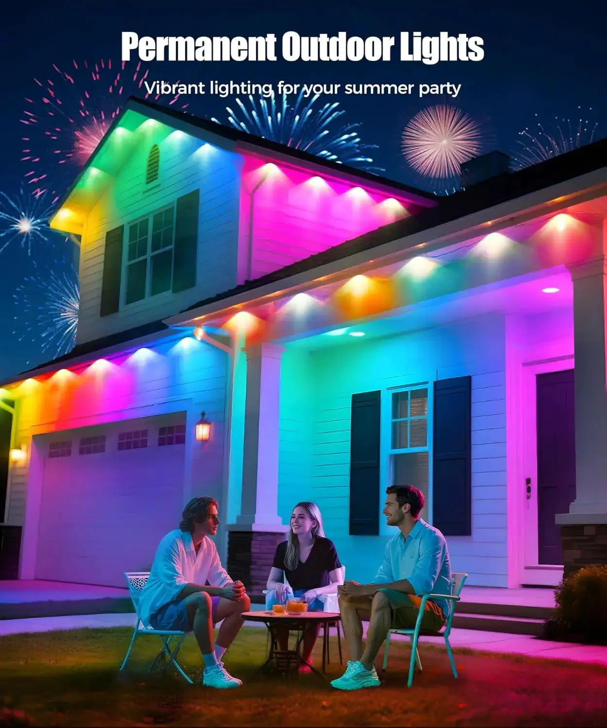 60M Smart RGB Eave Lights App & Remote IP67 Permanent Outdoor LED String Lights Home New Year Christmas Birthday DIY Lighting from PriceLows™