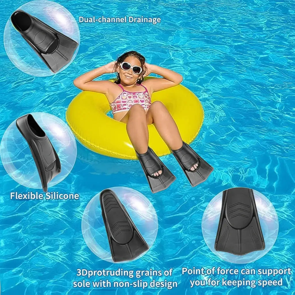 Silicone Fins Swim Training Snorkel Short Diving Flippers Frog Shoes Men Women Professional Breaststroke Freesnorkel Swimming from PriceLows™
