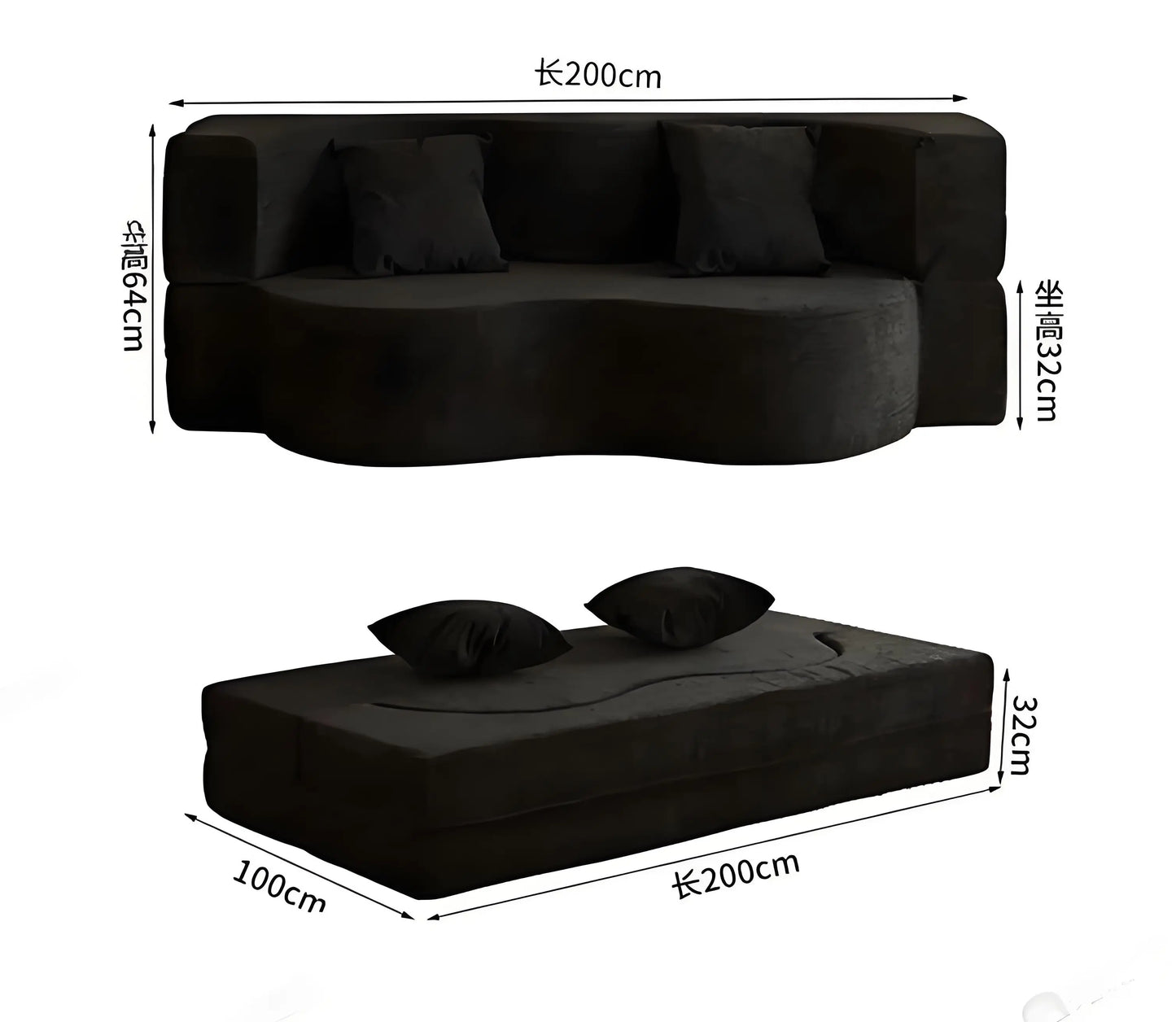 Sofa Bed | Velvet Fabric | Modular Convertible | 2 Seater