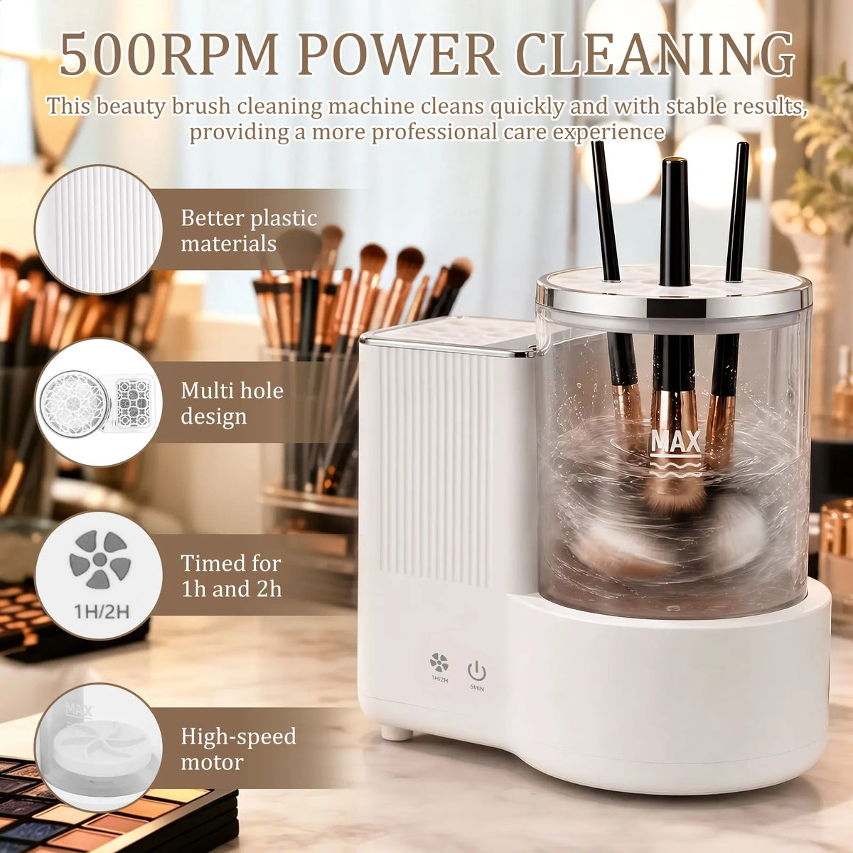 Electric Makeup Brush Cleaner Dryer | 3 In 1 | Automatic | Universal Fit